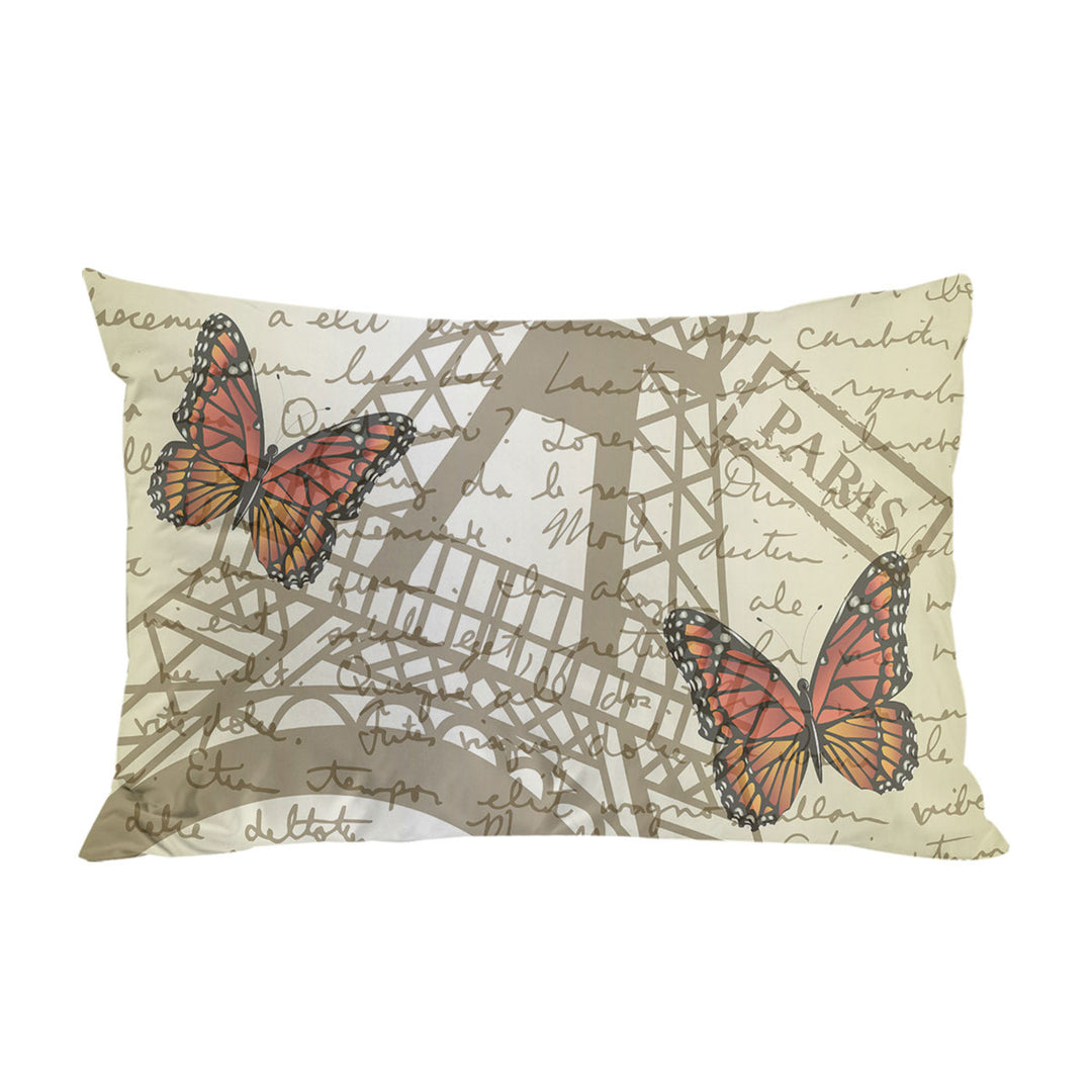 Pillowcase with Butterflies and Eiffel Tower Paris