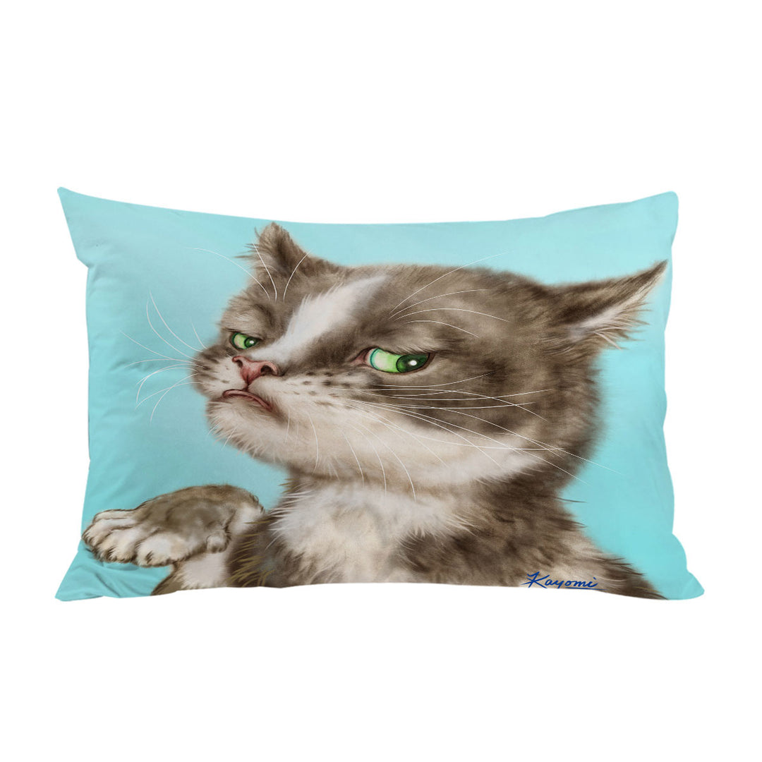 Pillowcase with Cats Cute and Funny Faces Unsatisfied Kitten