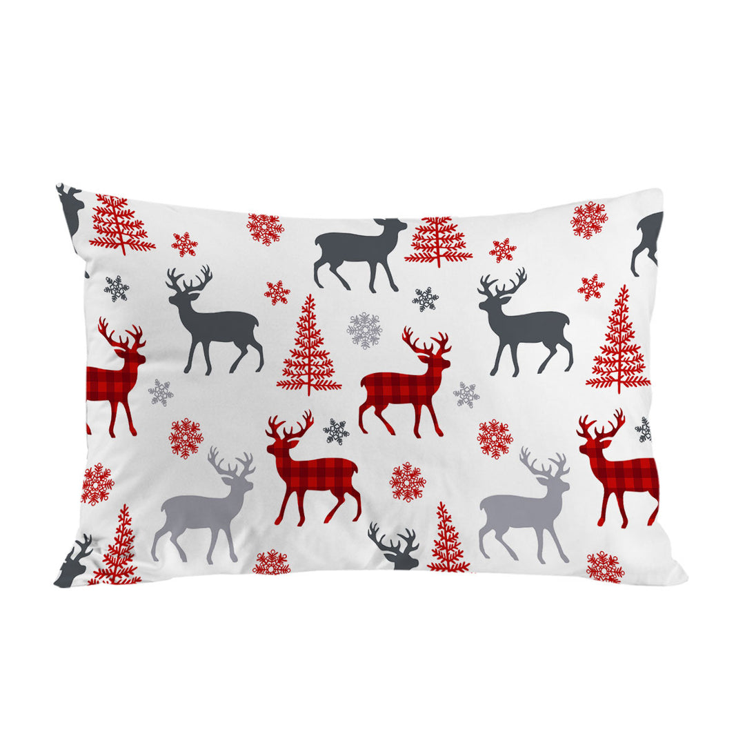 Pillowcase with Christmas Tree Deer and Snow Pattern