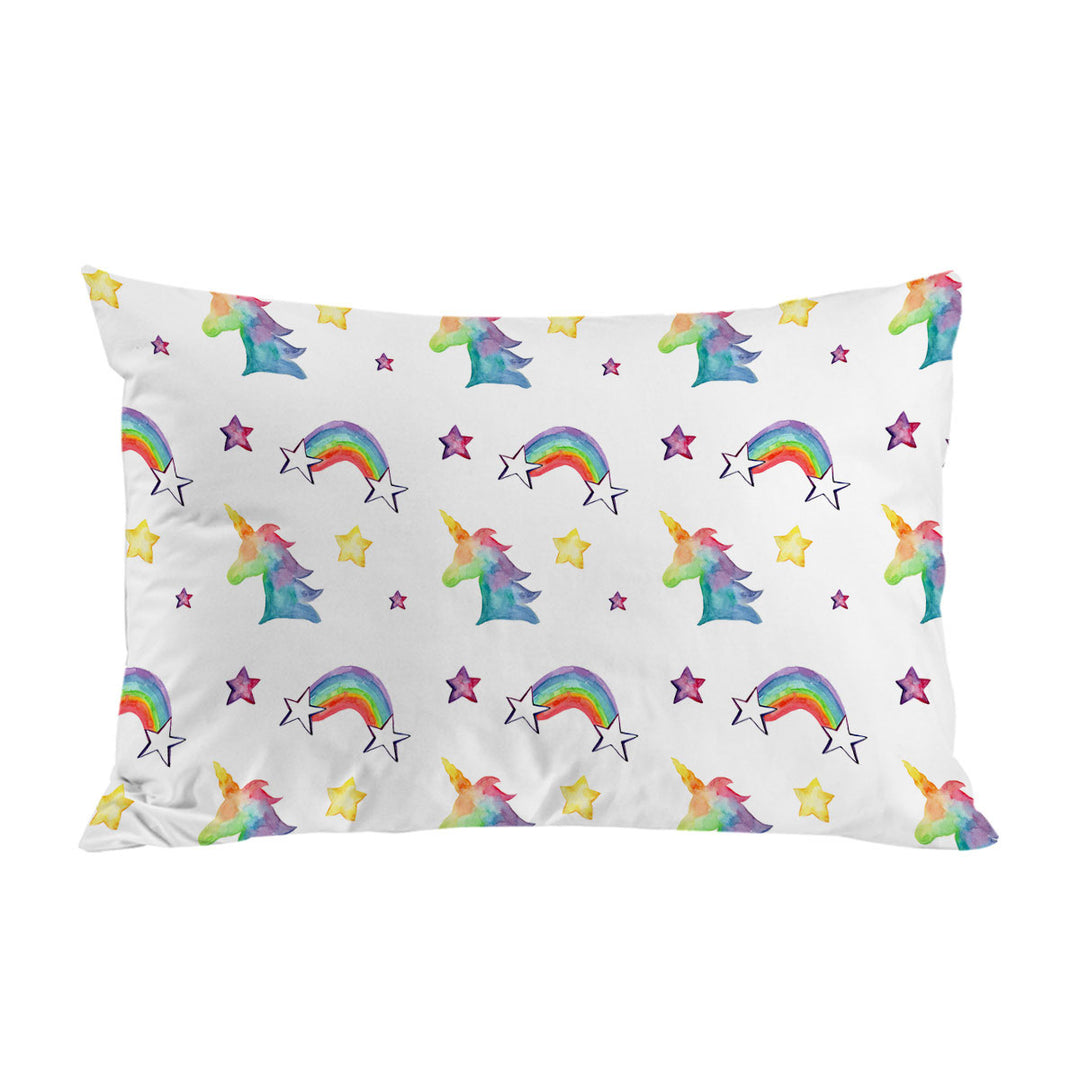Pillowcase with Colorful Rainbows Unicorns and Stars