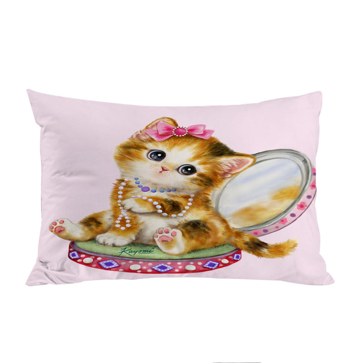 Pillowcase with Cute Cat Drawings Ginger Tabby Girl Kitten