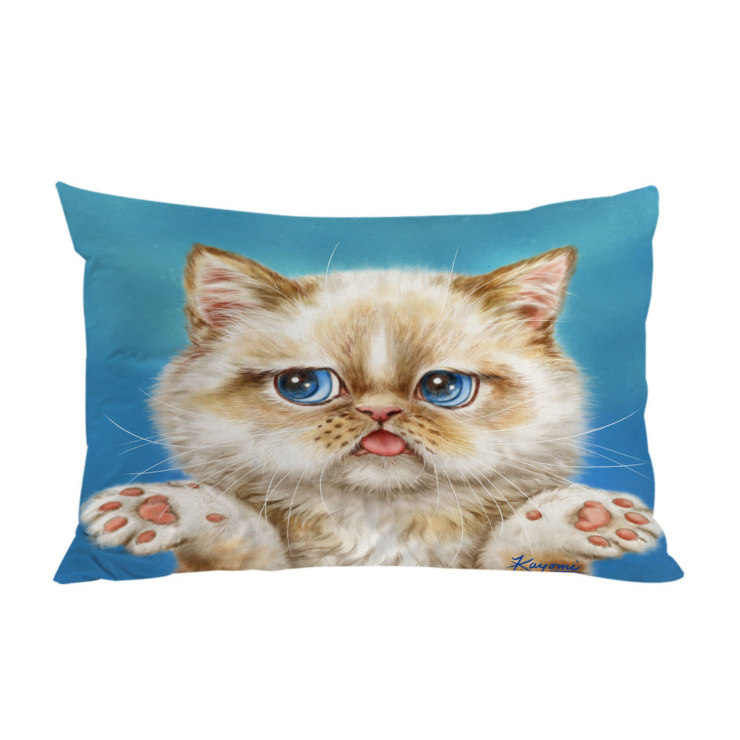 Pillowcase with Cute Cats Art Drawings Brown Kitten