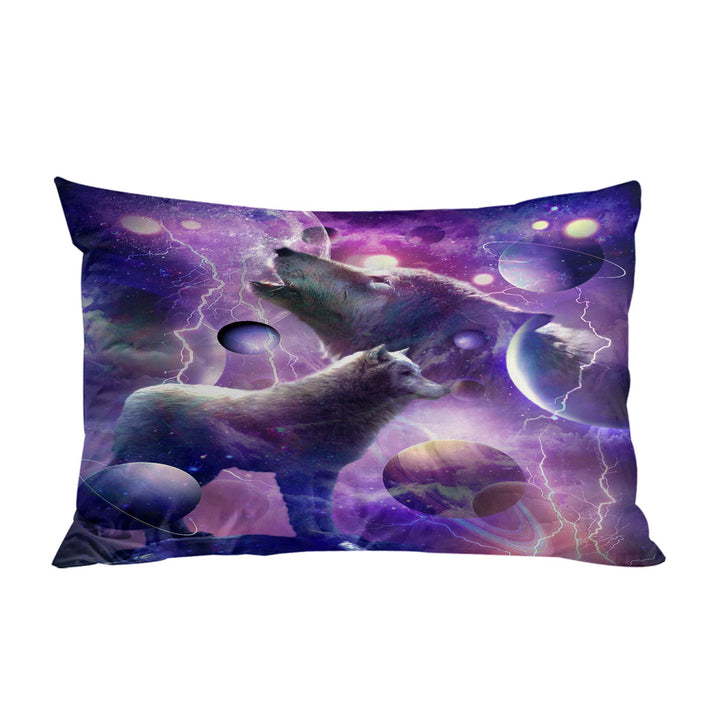 Pillowcase with Fantasy Cool Space Wolves