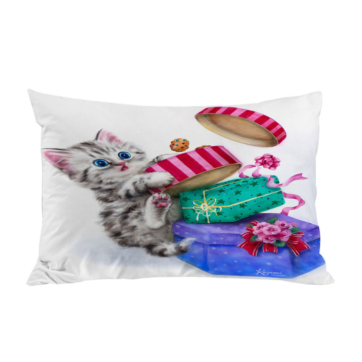 Pillowcase with Funny Cute Christmas Gifts Thief Cookie Kitty Cat