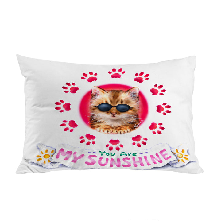 Pillowcase with Funny Sunglasses Cat Quote and Paws