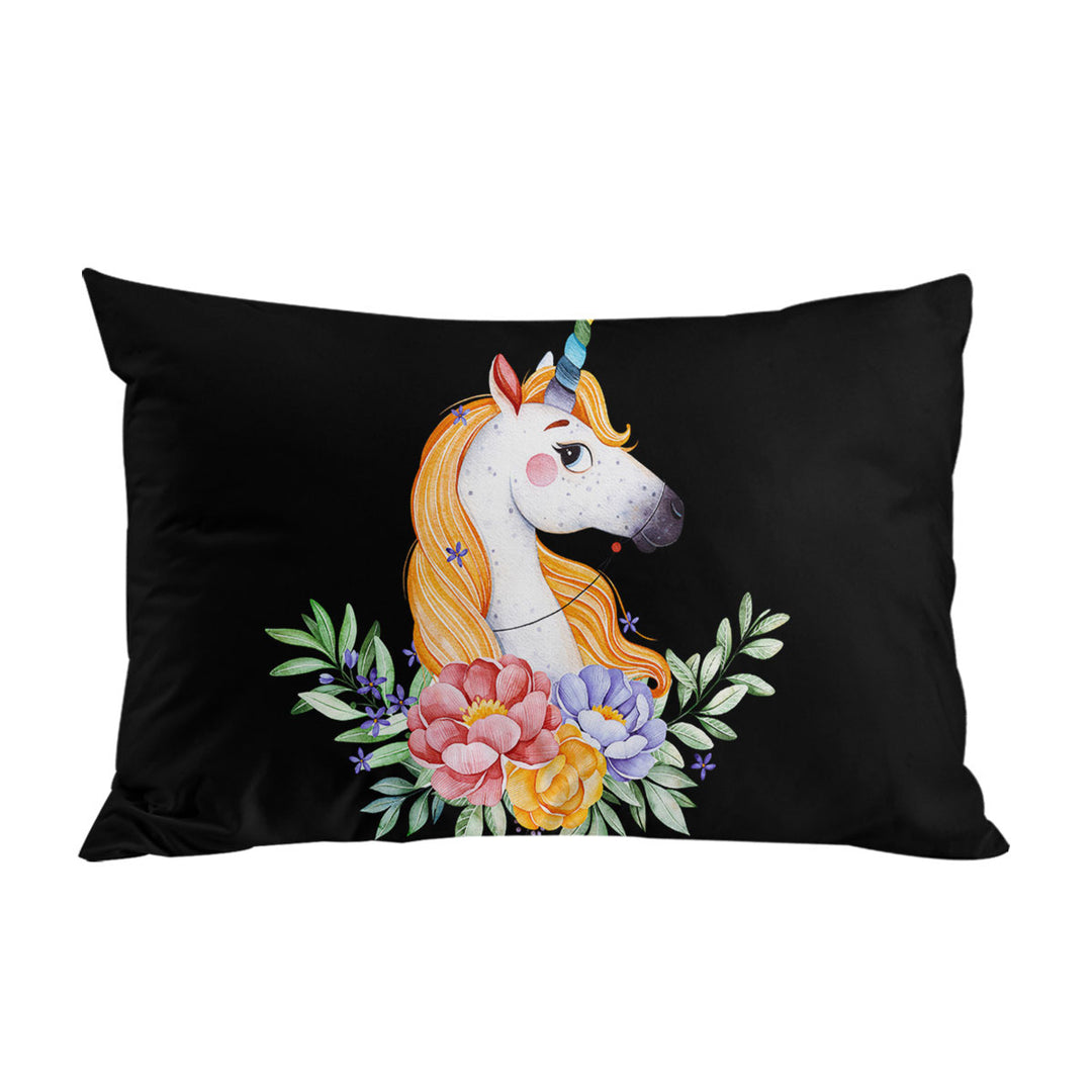 Pillowcase with Gorgeous Unicorn and Flowers