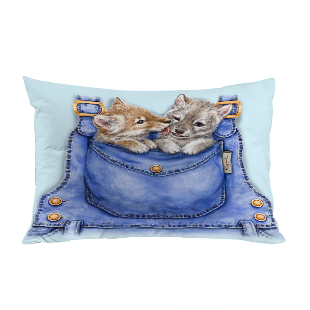 Pillowcase with Kids Cute Animals Wolf Cubs Overall