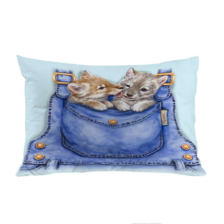 Pillowcase with Kids Cute Animals Wolf Cubs Overall