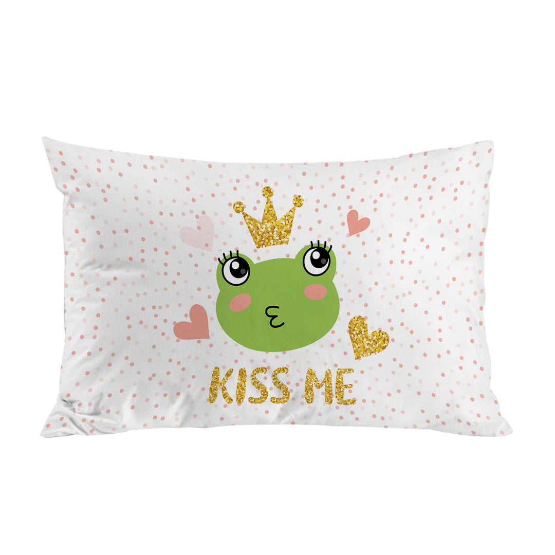 Pillowcase with Kiss Me Cute Princess Frog
