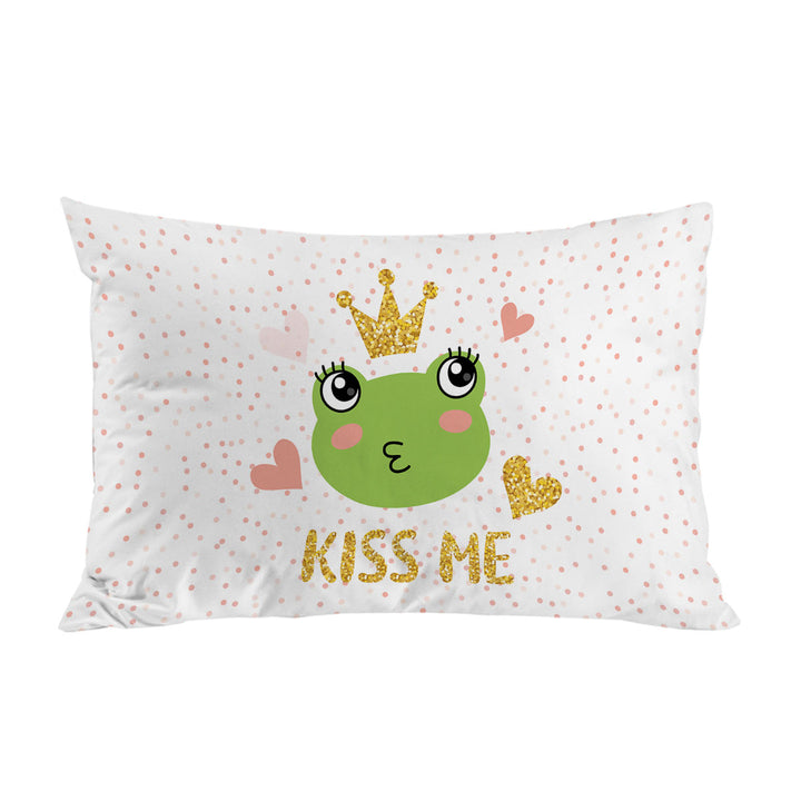 Pillowcase with Kiss Me Cute Princess Frog