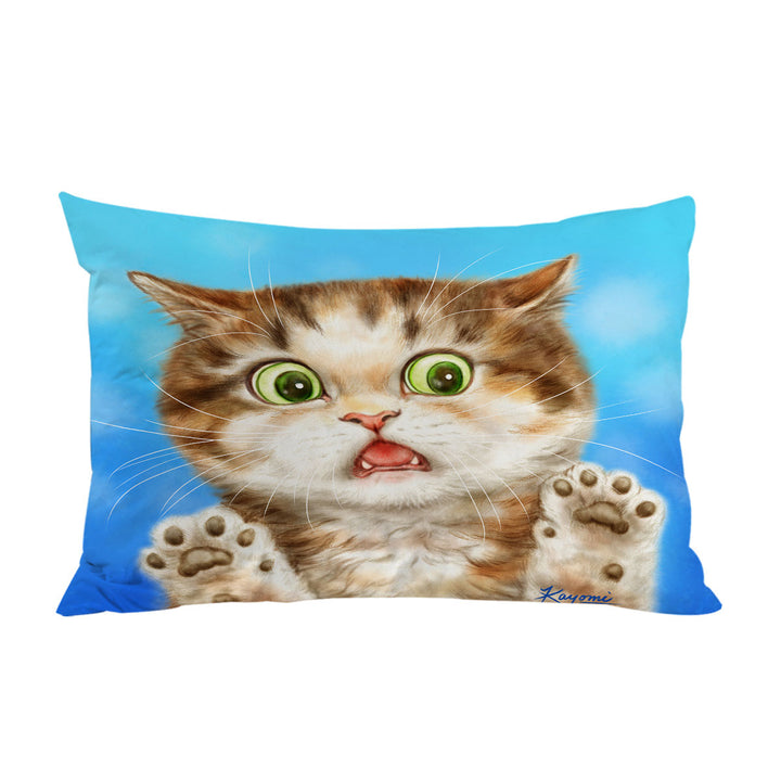 Pillowcase with Painted Cats Terrified Brown Kitten