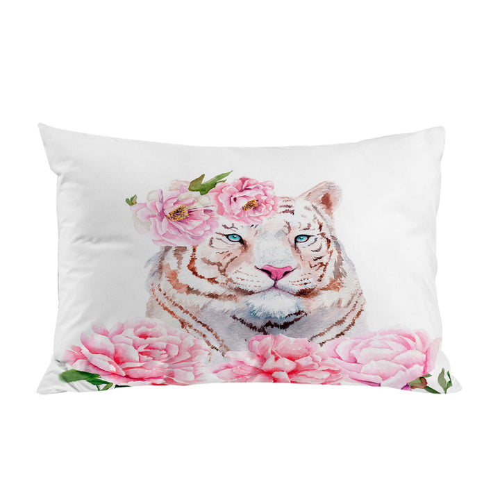 Pillowcase with Rosy Lady White Tiger