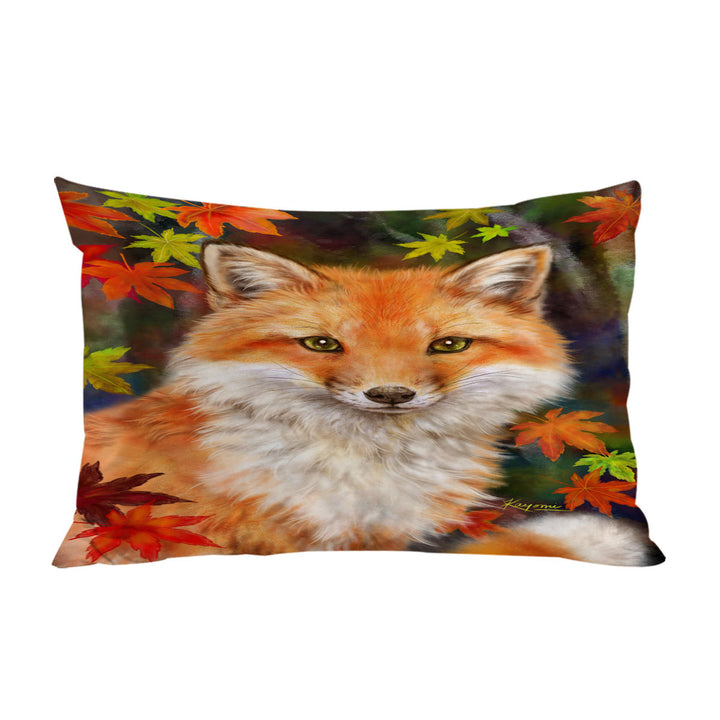 Pillowcases with Animal Paintings Fox with Autumn Leaves