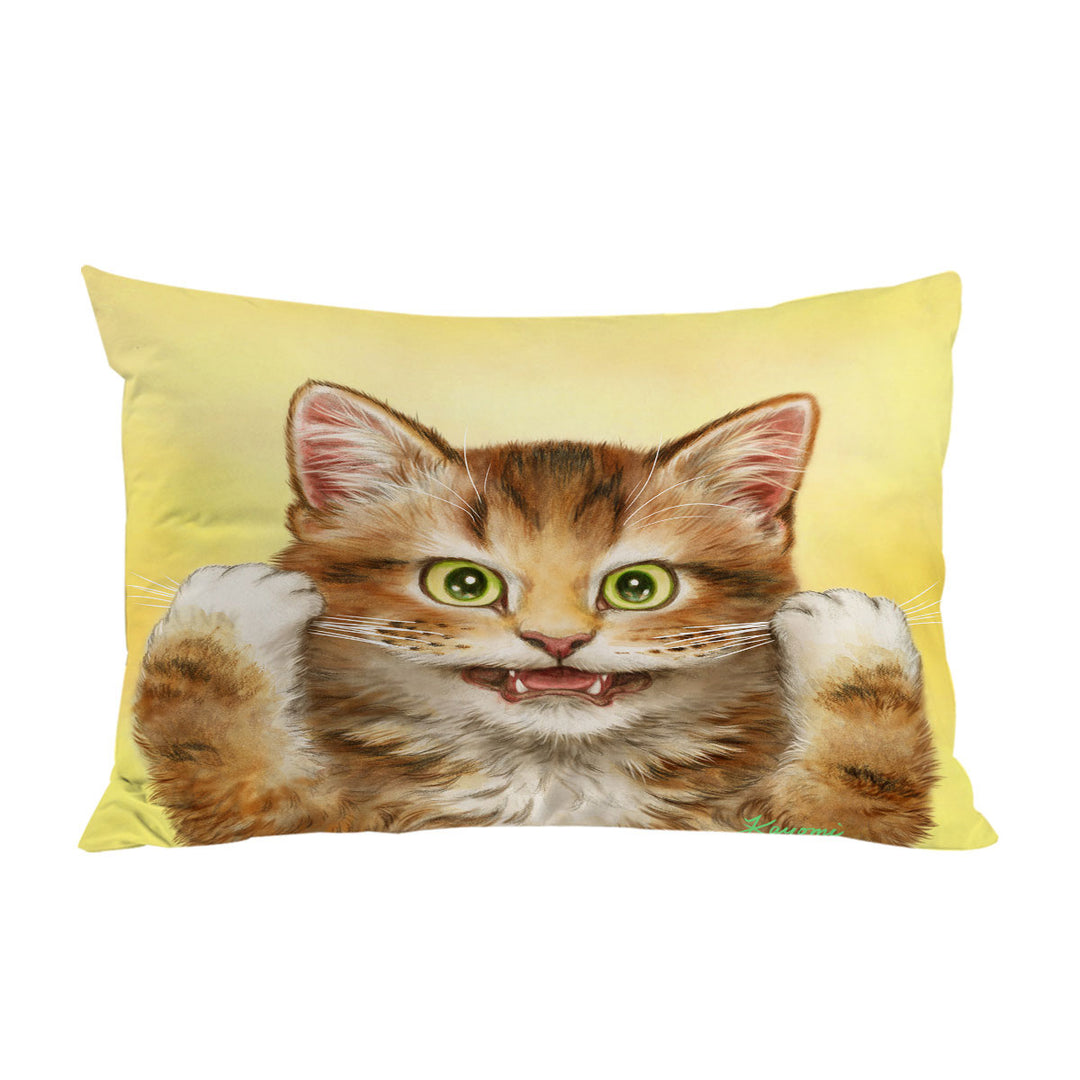 Pillowcases with Beautiful Cats Art Paintings Funny Face Kitten
