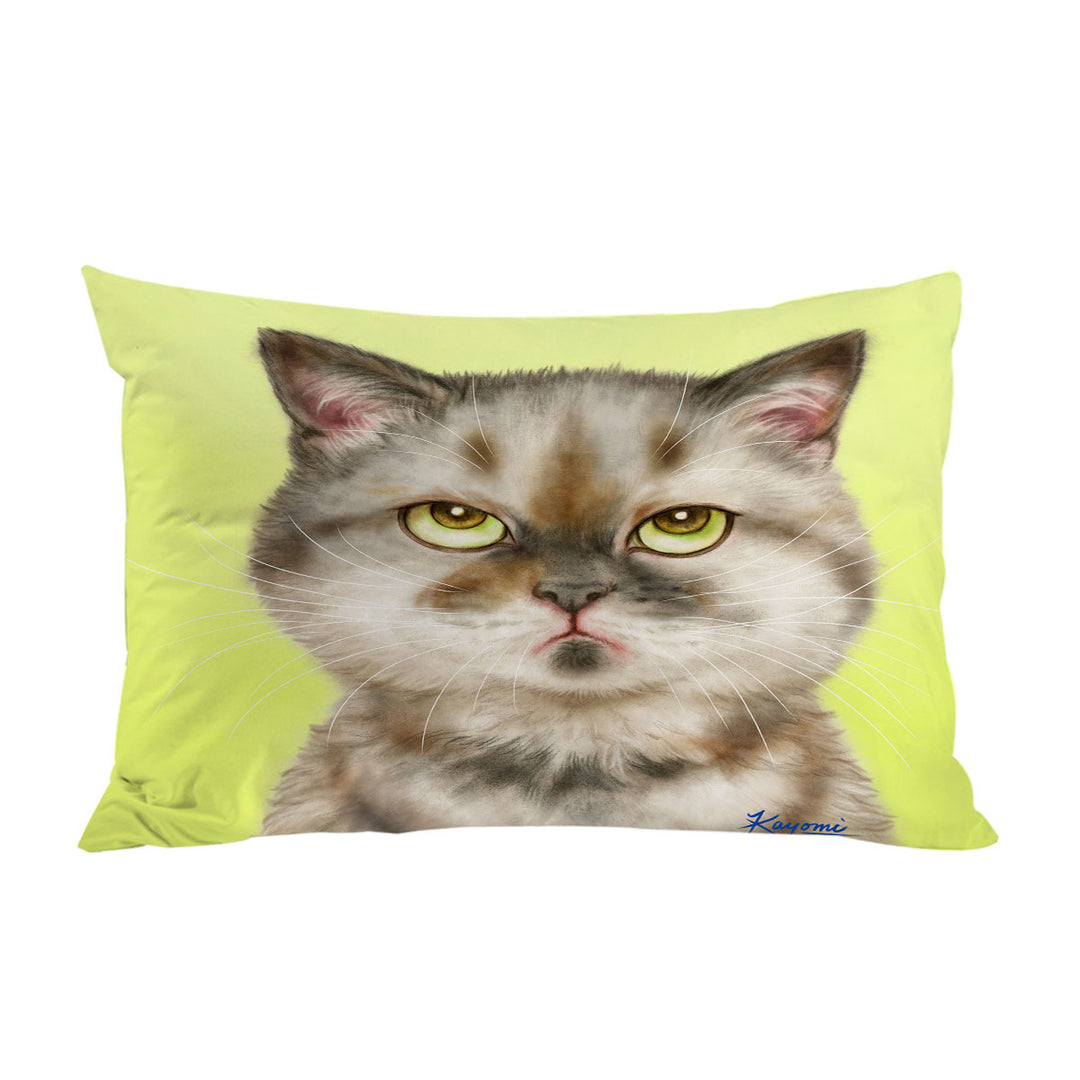 Pillowcases with Cats Funny Faces Unsatisfied Brown Tabby Kitten