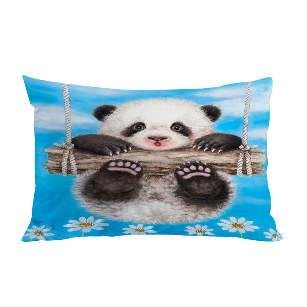 Pillowcases with Cute Animal Drawing Panda Swing