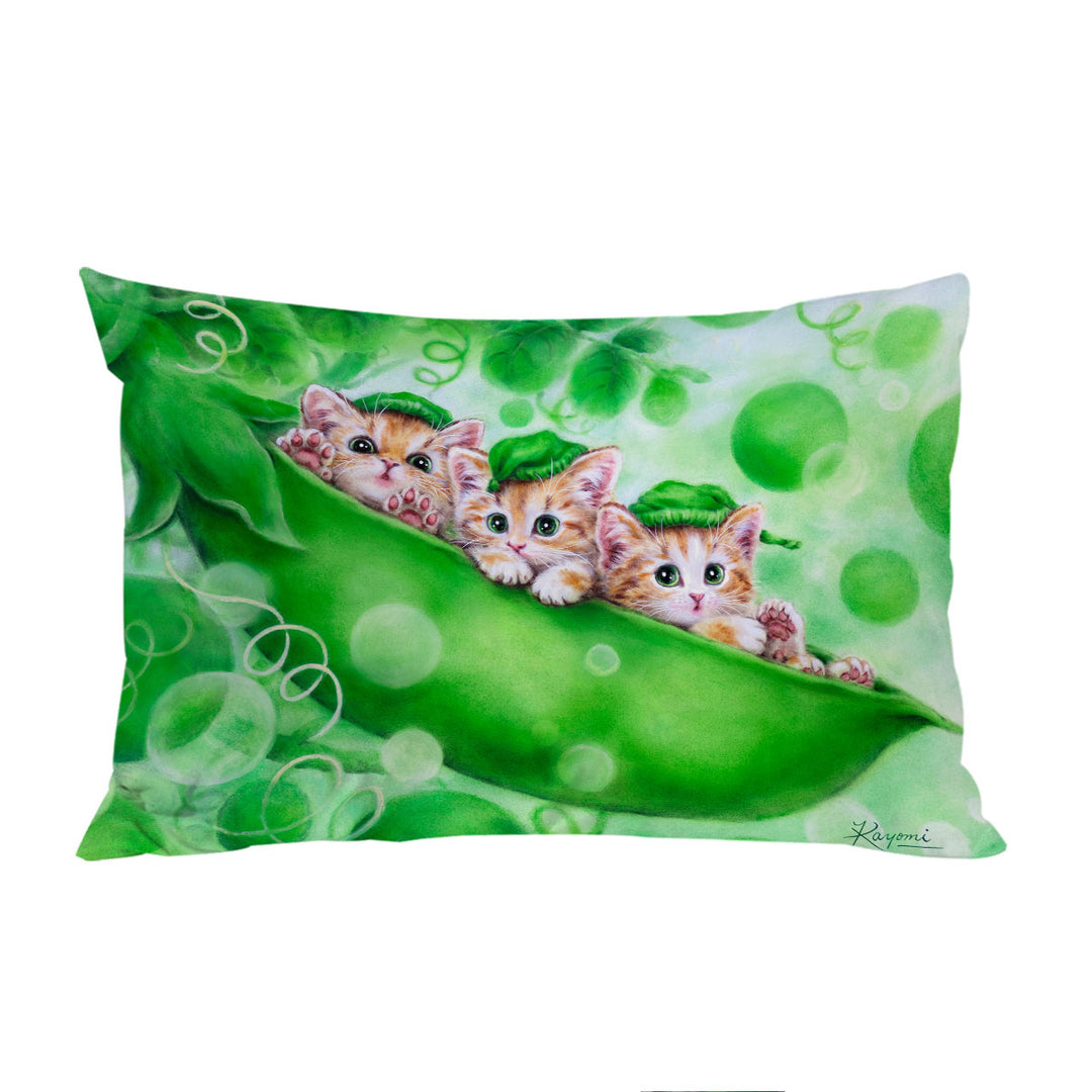 Pillowcases with Cute Cats Art Drawing Peapod Ginger Kittens
