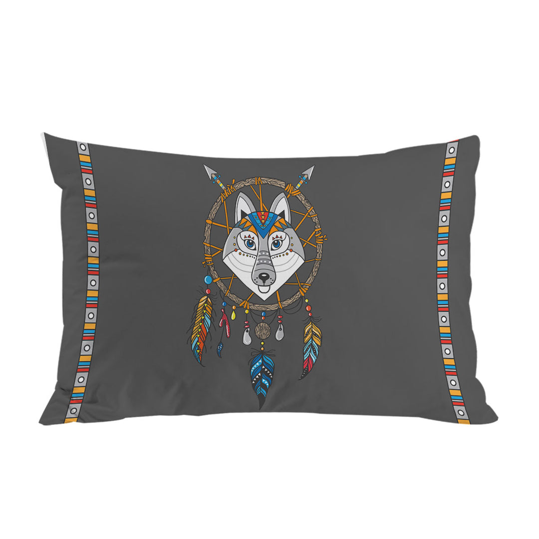 Pillowcases with Cute Native Wolf Dream Catcher for Kids