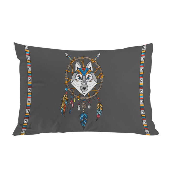 Pillowcases with Cute Native Wolf Dream Catcher for Kids