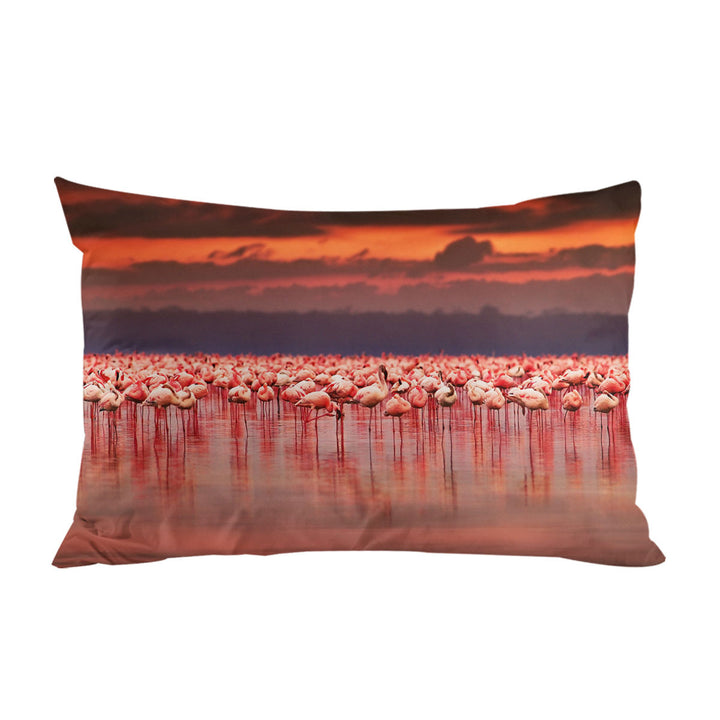 Pillowcases with Flamboyance of Flamingo Beneath Sunset Sky