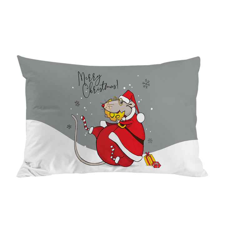 Pillowcases with Merry Christmas Funny Rat Santa Claus