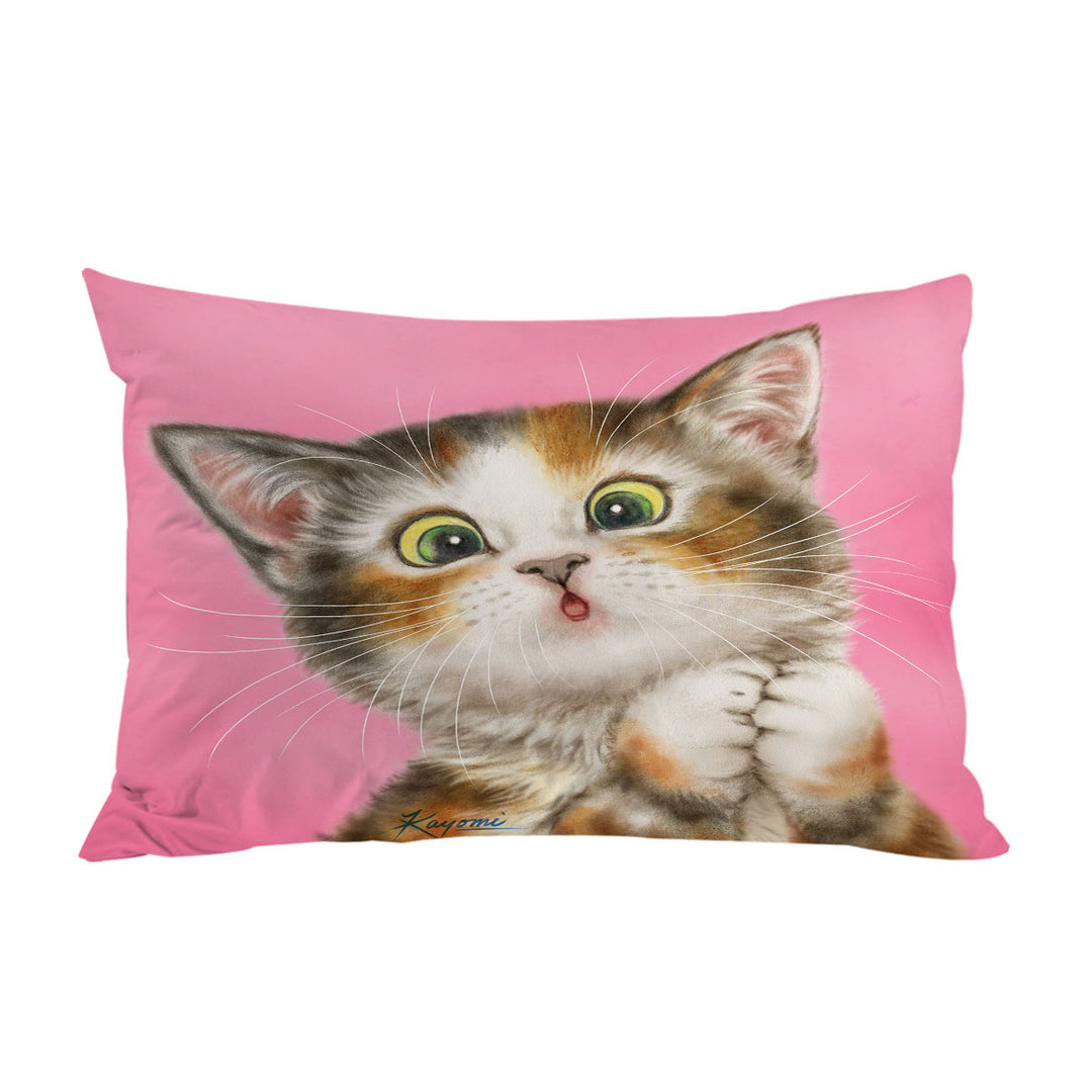 Pillowcases with Sweet Kitten over Pink Painted Cats Designs