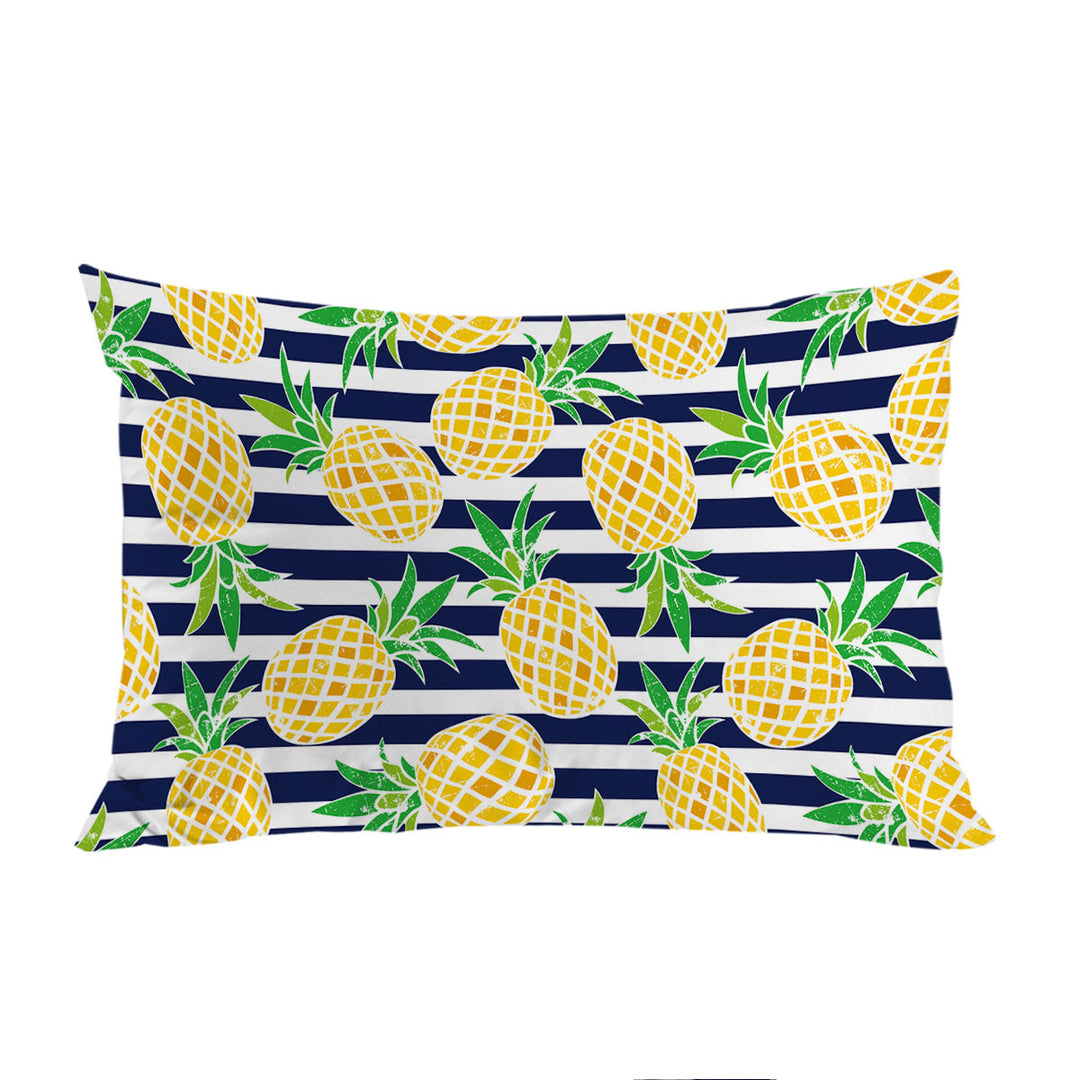 Pineapples over Blue Stipes Pillowcase