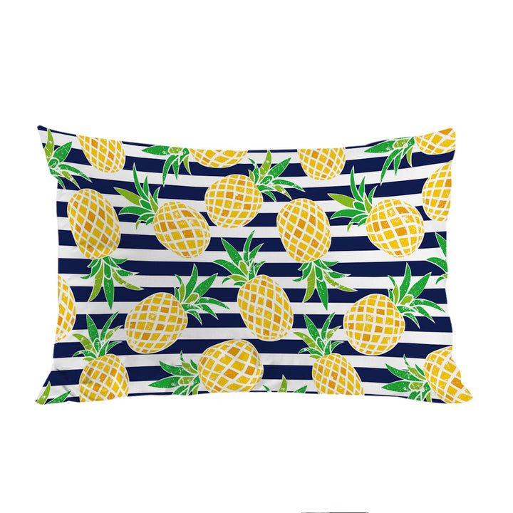 Pineapples over Blue Stipes Pillowcase