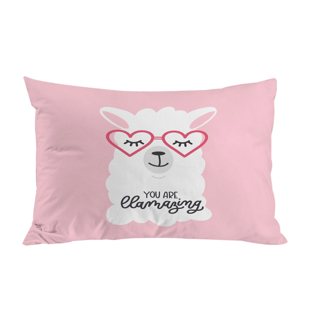 Pink Background Cool Heart Glasses Llama King Pillow Cases
