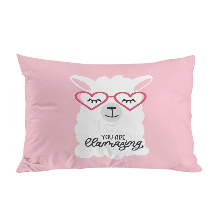 Pink Background Cool Heart Glasses Llama King Pillow Cases