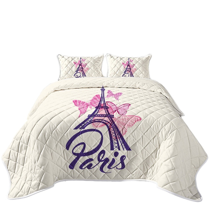 Pink Butterflies and Paris Eiffel Tower Quilts