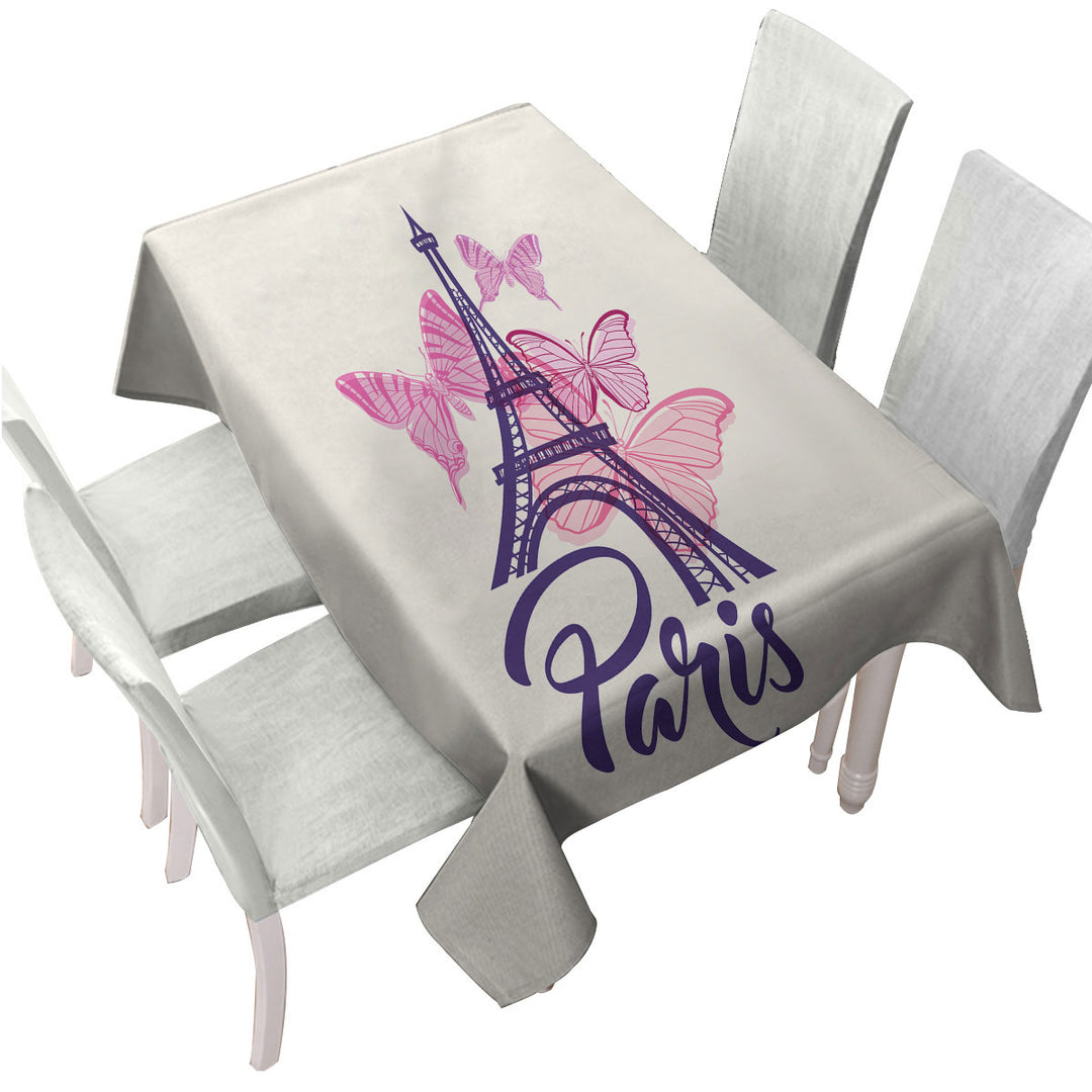 Pink Butterflies and Paris Eiffel Tower Tablecloths