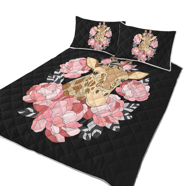 Pink Floral Giraffe Coverlet