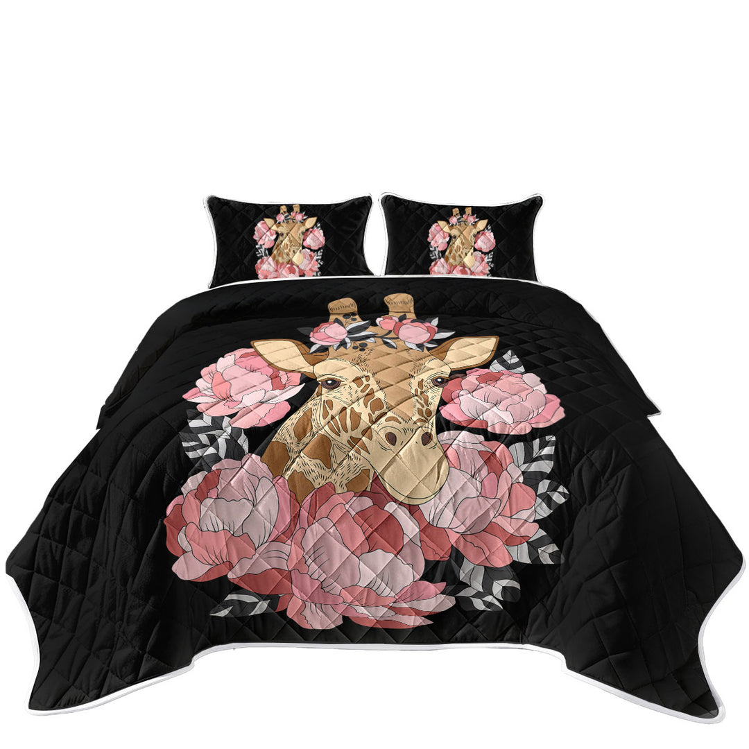 Pink Floral Giraffe Coverlets