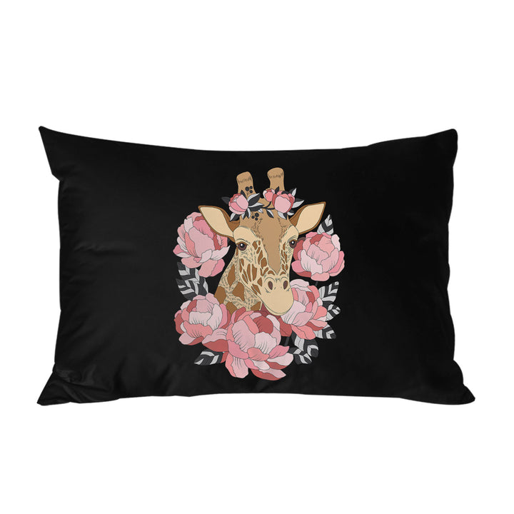 Pink Floral Giraffe Pillow Cases