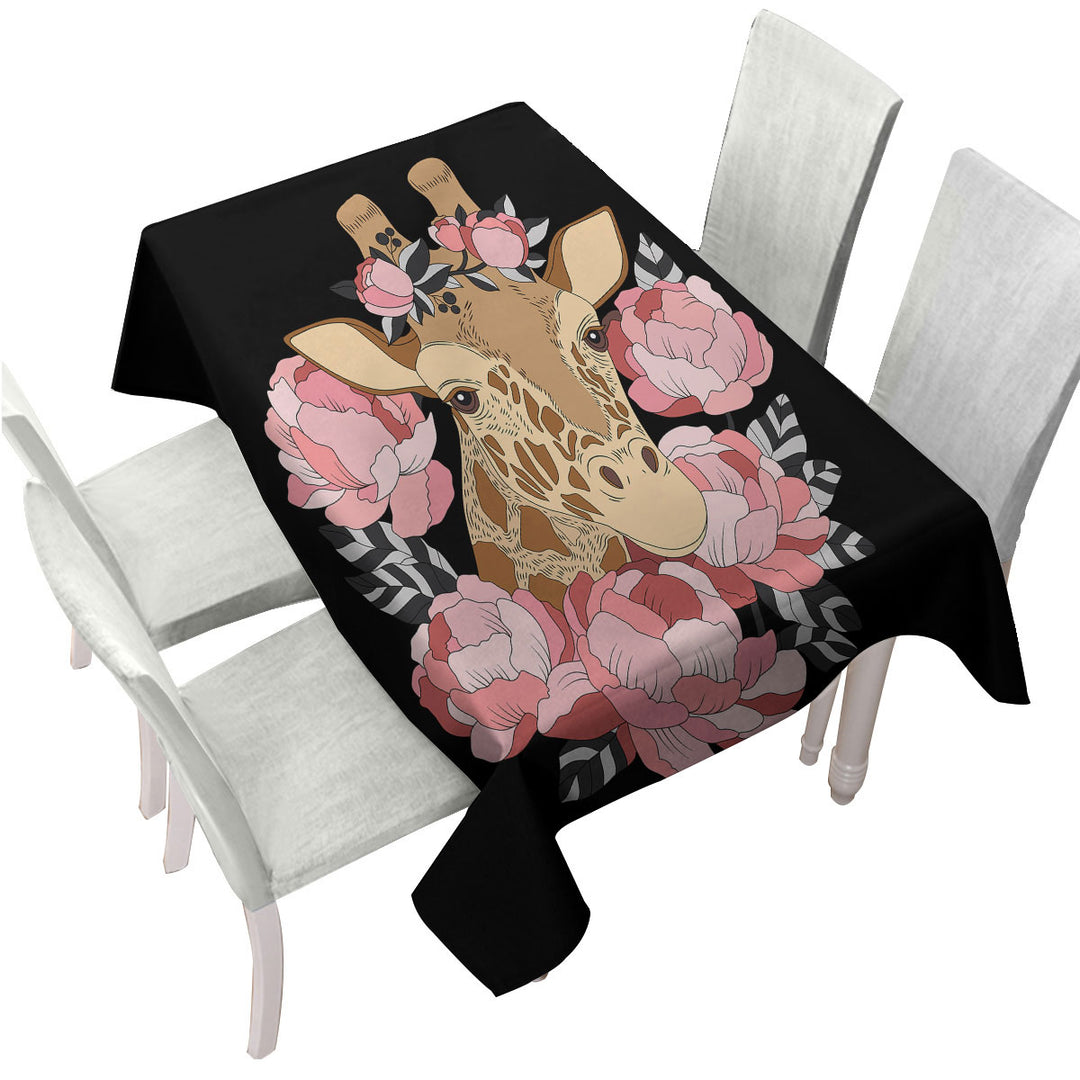 Pink Floral Giraffe Tablecloths