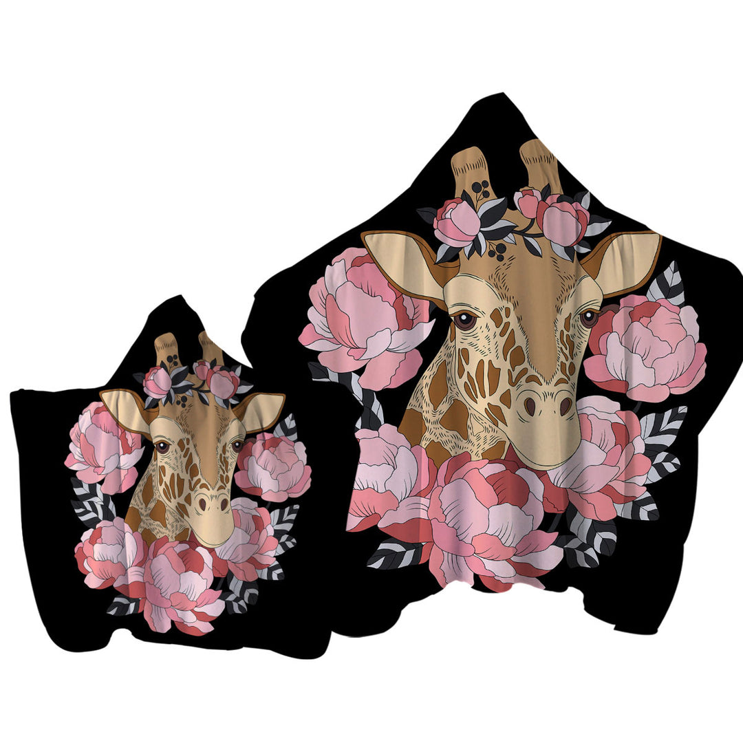 Pink Floral Giraffe Towel Hoodie