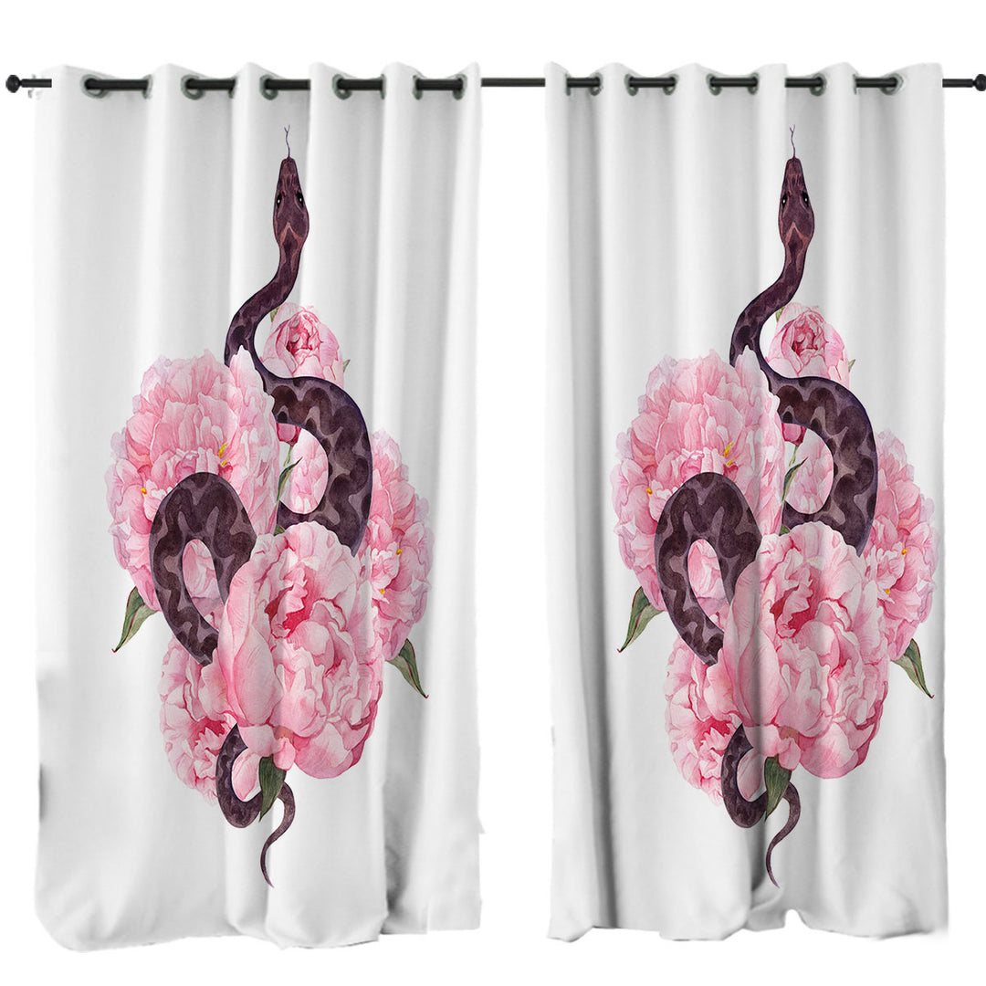 Pink Flowers Snake Curtains