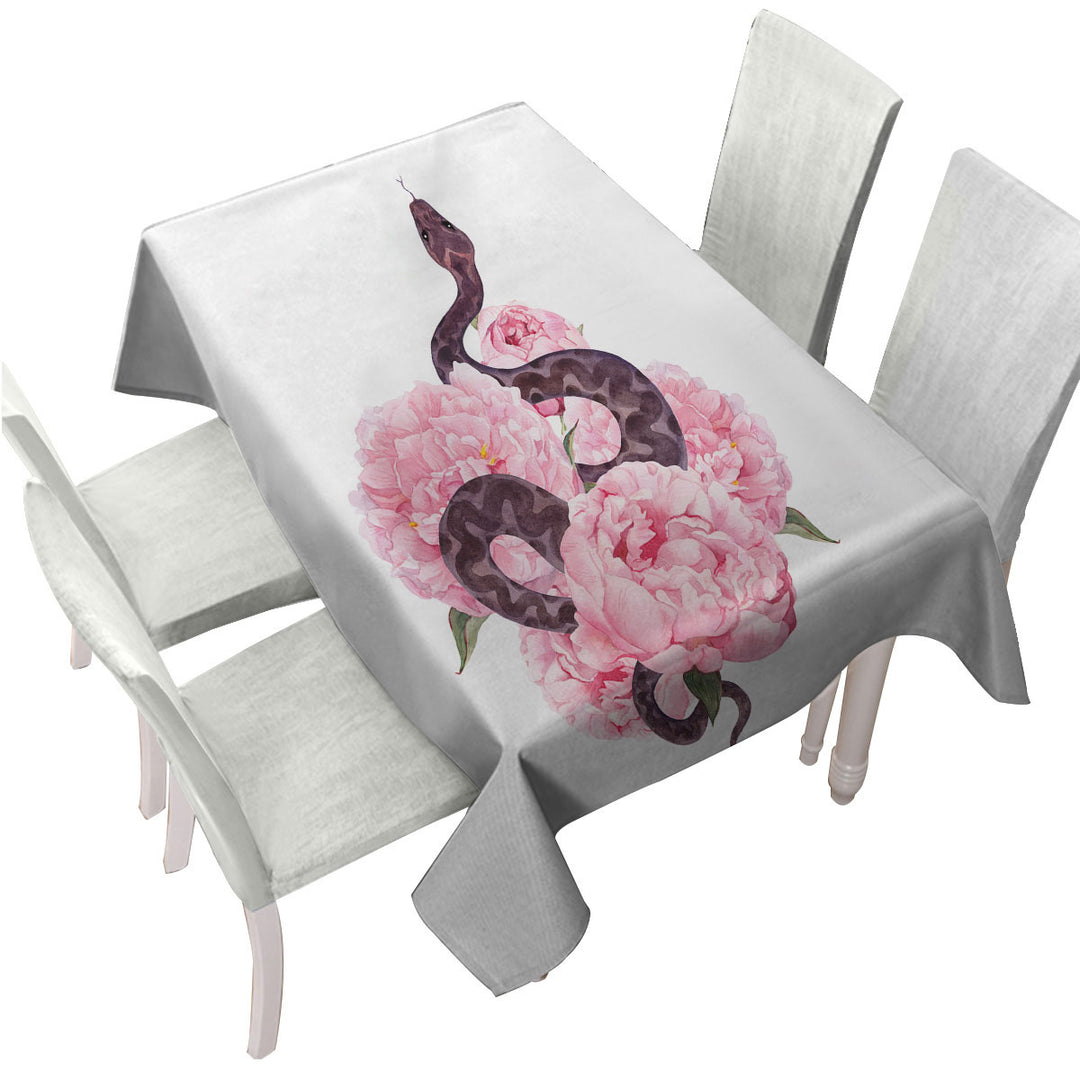 Pink Flowers Snake Custom table cloth
