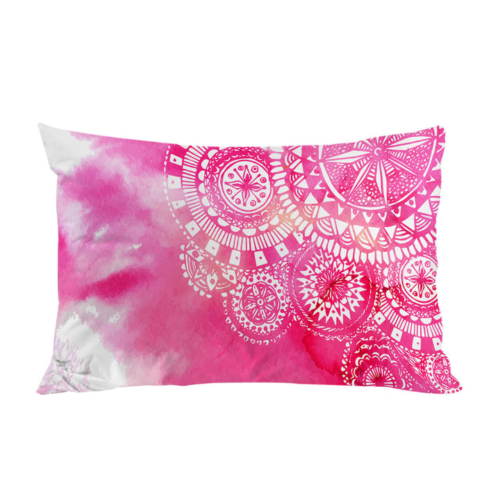 Pink Fog and White Mandalas Pillow Cases