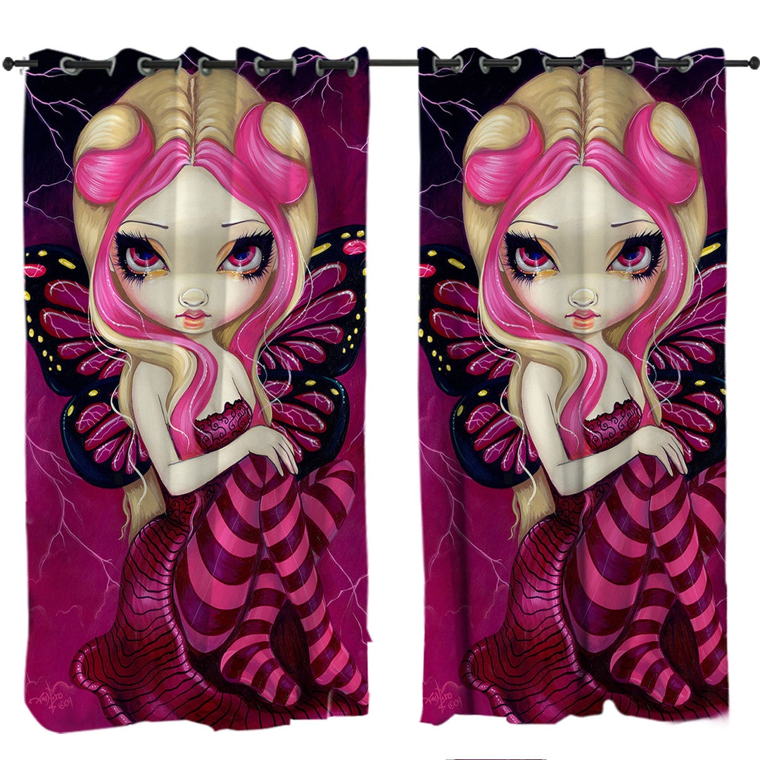 Pink Lightning Storm Clouds Blond Fairy Curtains