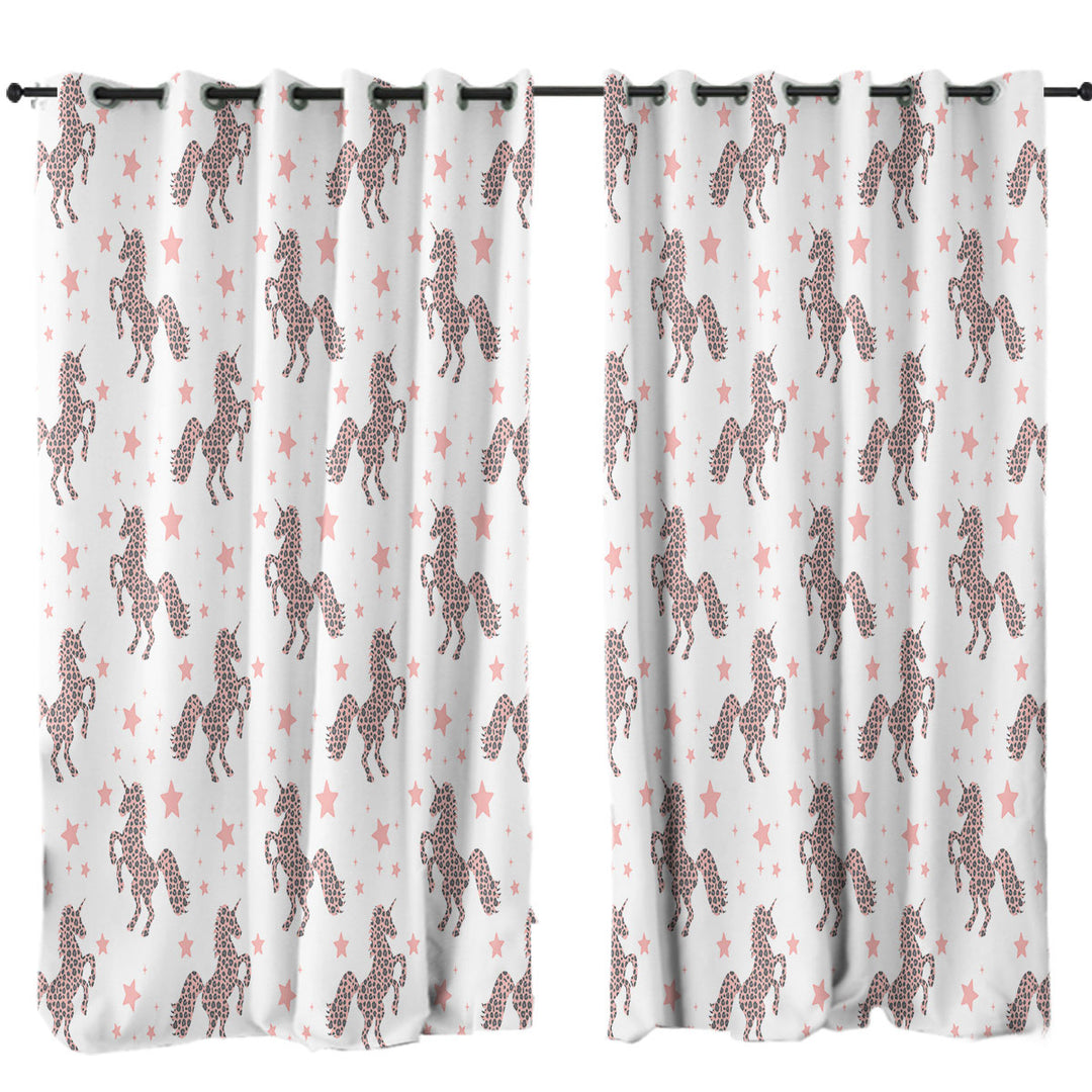 Pink Unicorns and Stars Pattern Drapery