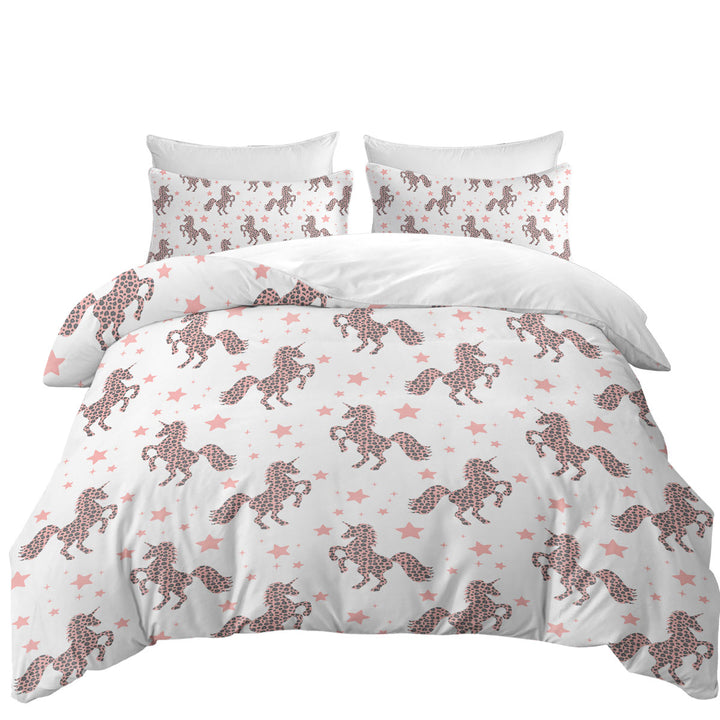 Pink Unicorns and Stars Pattern Duvet Covers