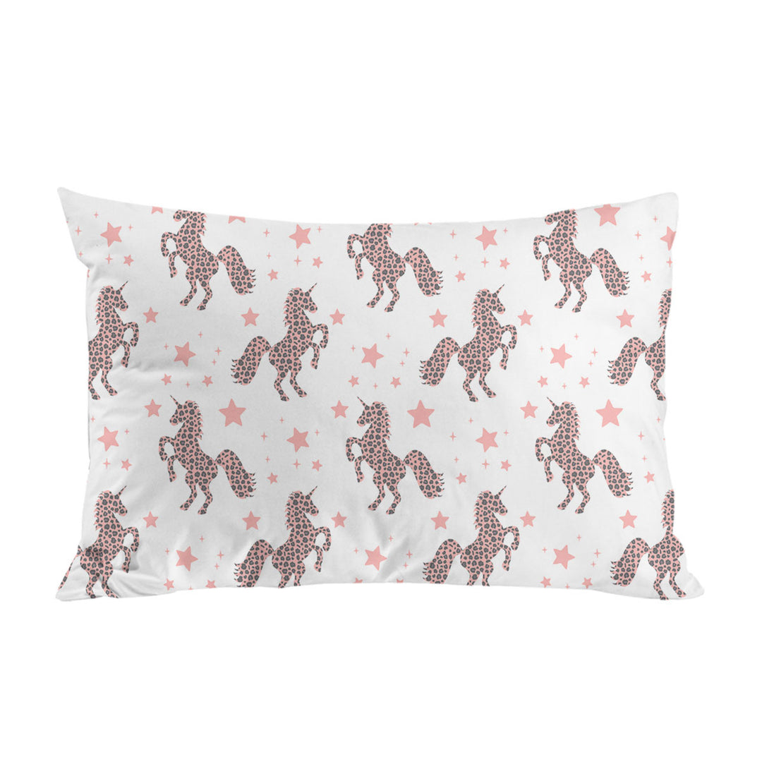 Pink Unicorns and Stars Pattern Pillowcase