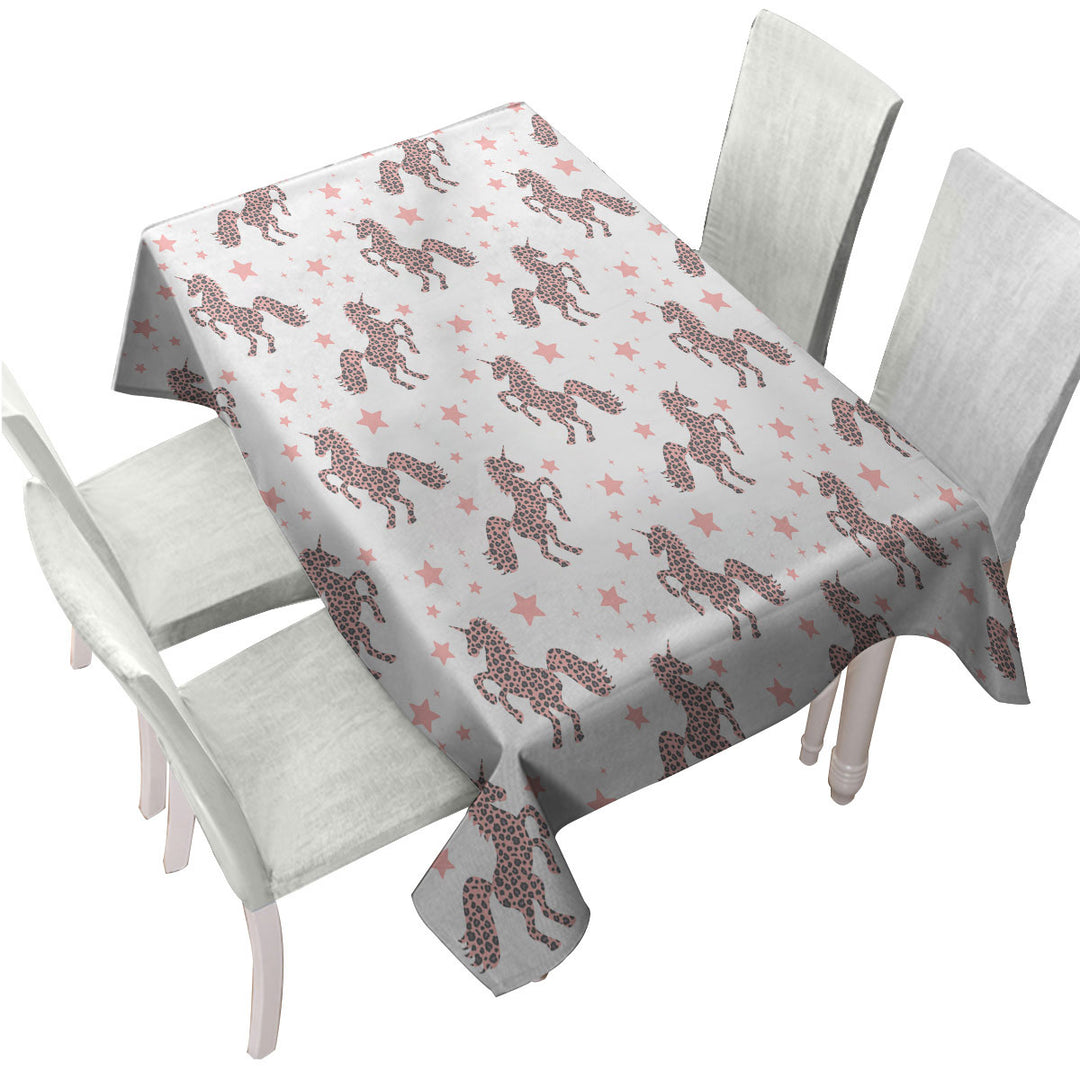 Pink Unicorns and Stars Pattern Tablecloths