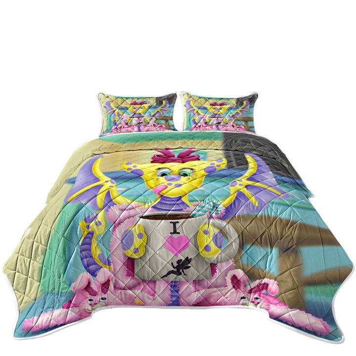 Pink and Purple Girly Dragon King Size Quilt Sets