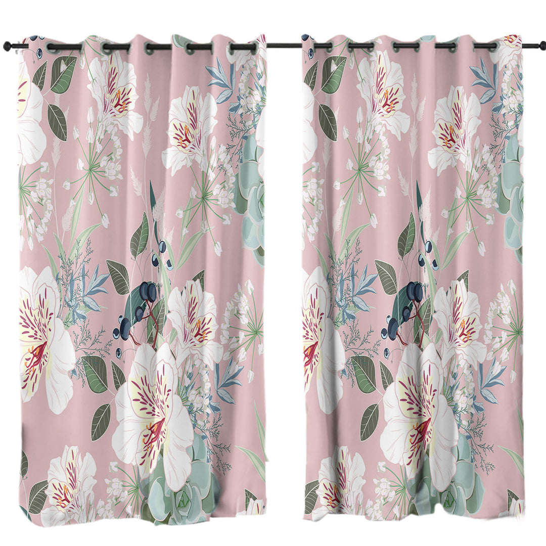 Pink under White Flowers Drapery
