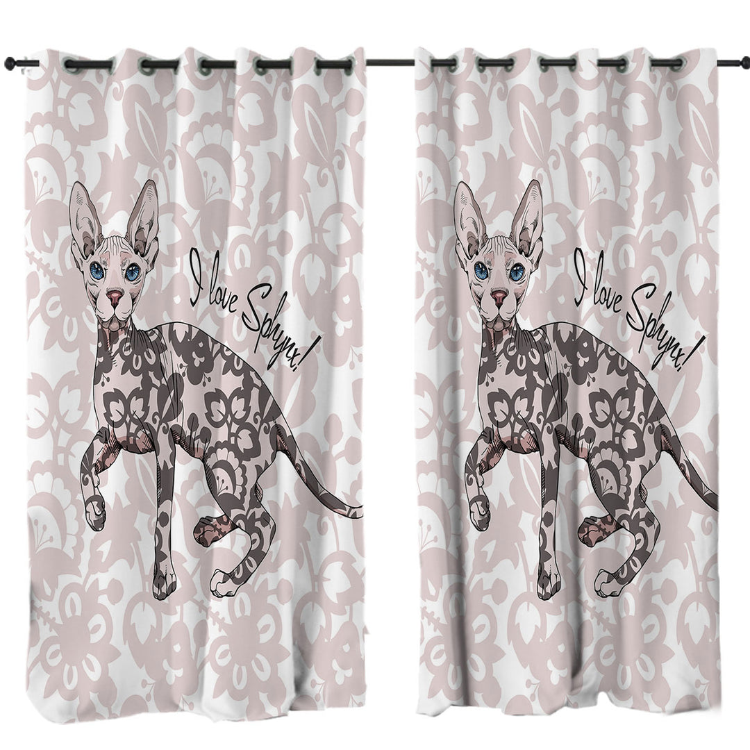 Pinkish Floral Pattern Sphynx Cat Curtain