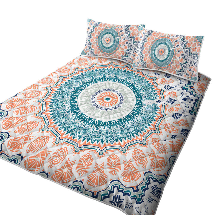 Pinkish Peach Aztec Mandala Quilts