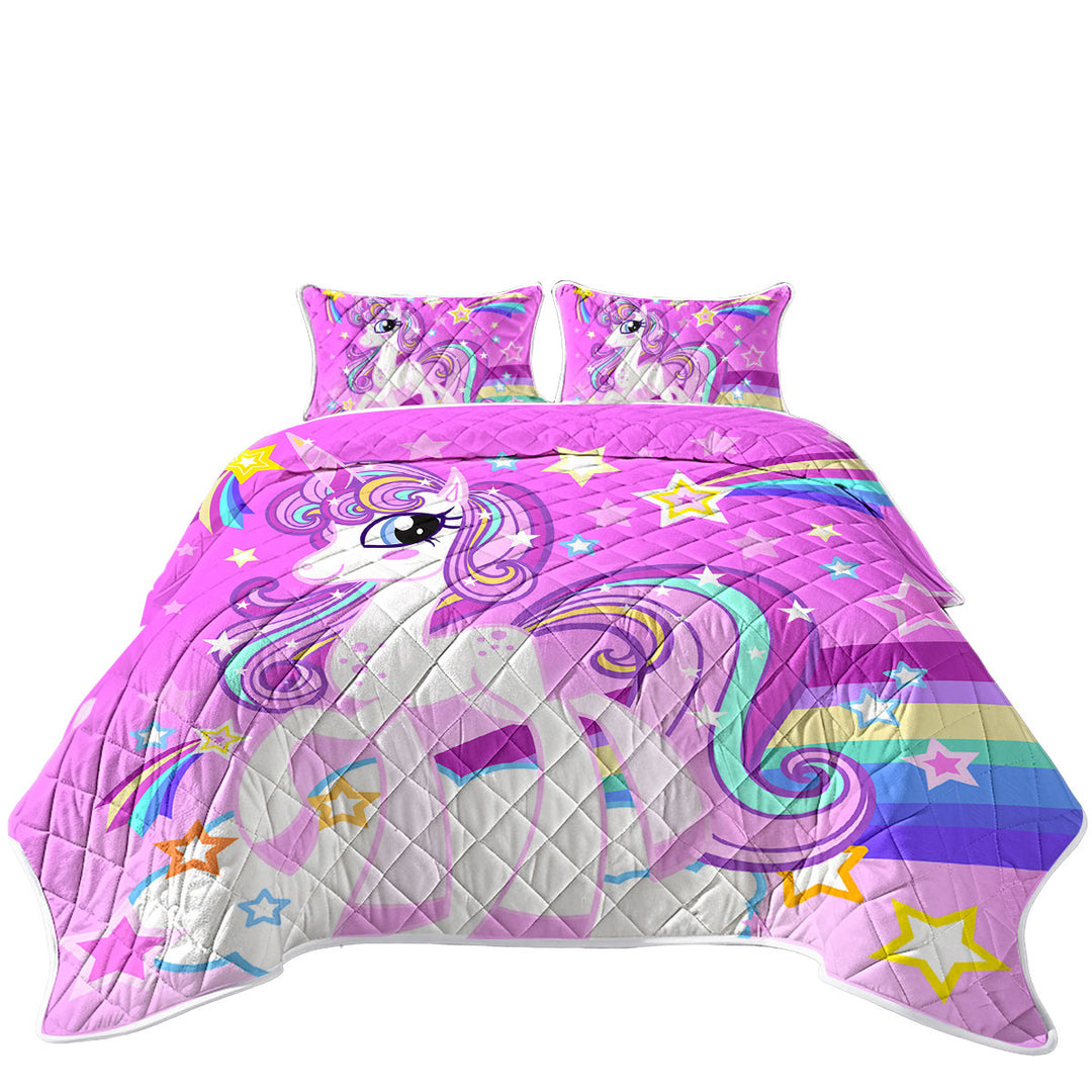 Pinkish Rainbow Unicorn Quilt